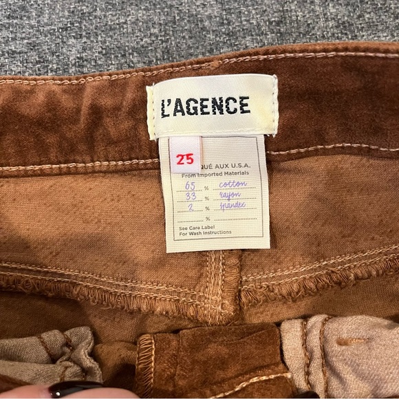 L’AGENCE Women’s Jyothi Velvet Jeans High Rise Split Ankle Fawn Brown Sz 25 NWT - Picture 4 of 13